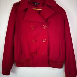 Women's Red Pea Coat